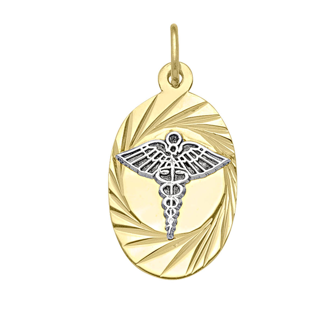 Two-Tone Gold Medical ID Pendant — front view