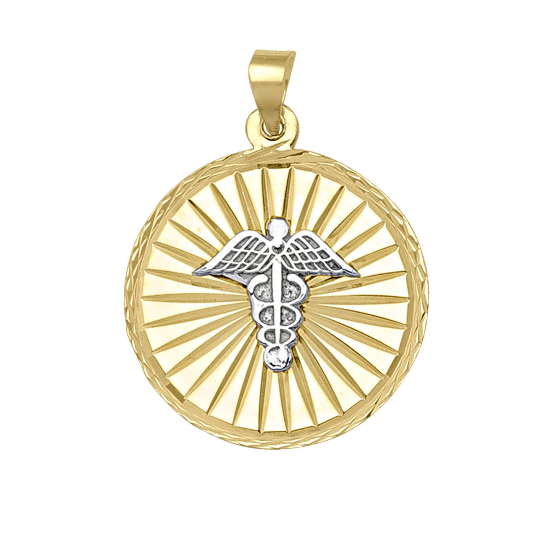 Two-Tone Gold Medical ID Pendant — front view