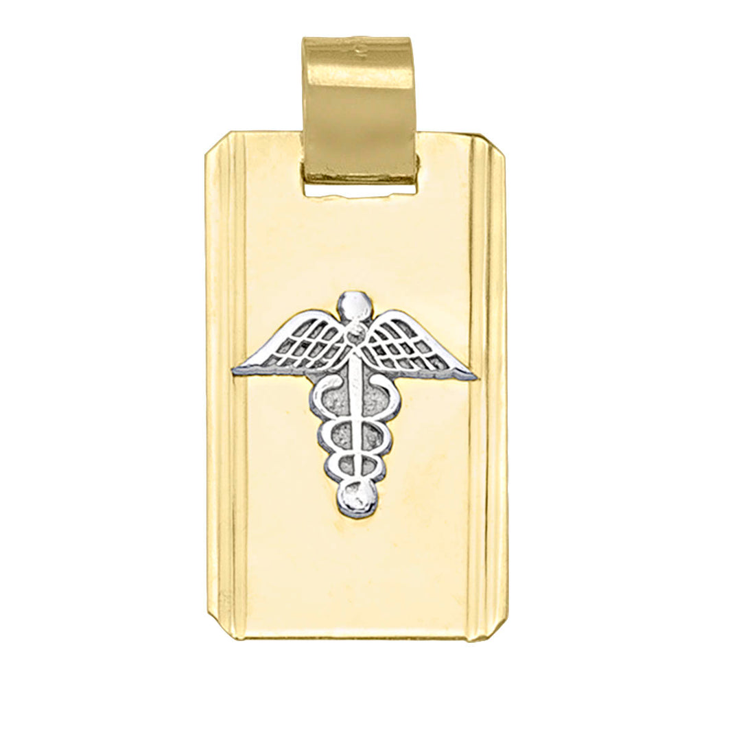 Two-Tone Gold Medical ID Pendant — front view