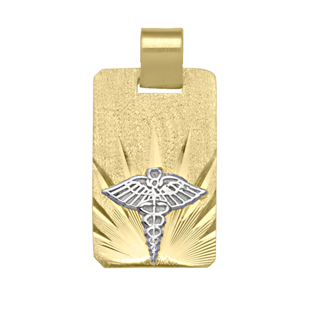 Two-Tone Gold Medical ID Pendant — front view