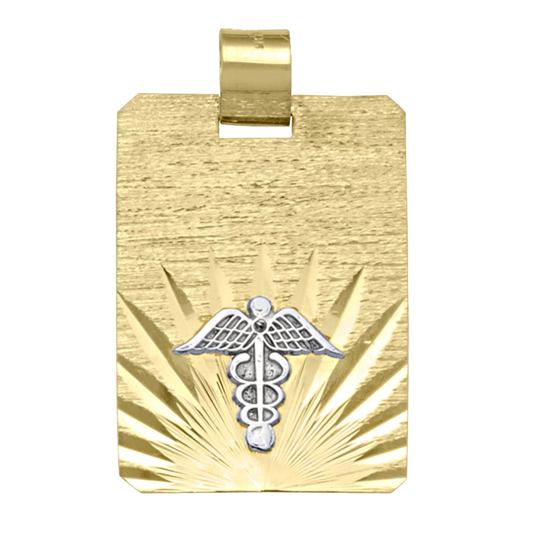 Two-Tone Gold Medical ID Pendant — front view