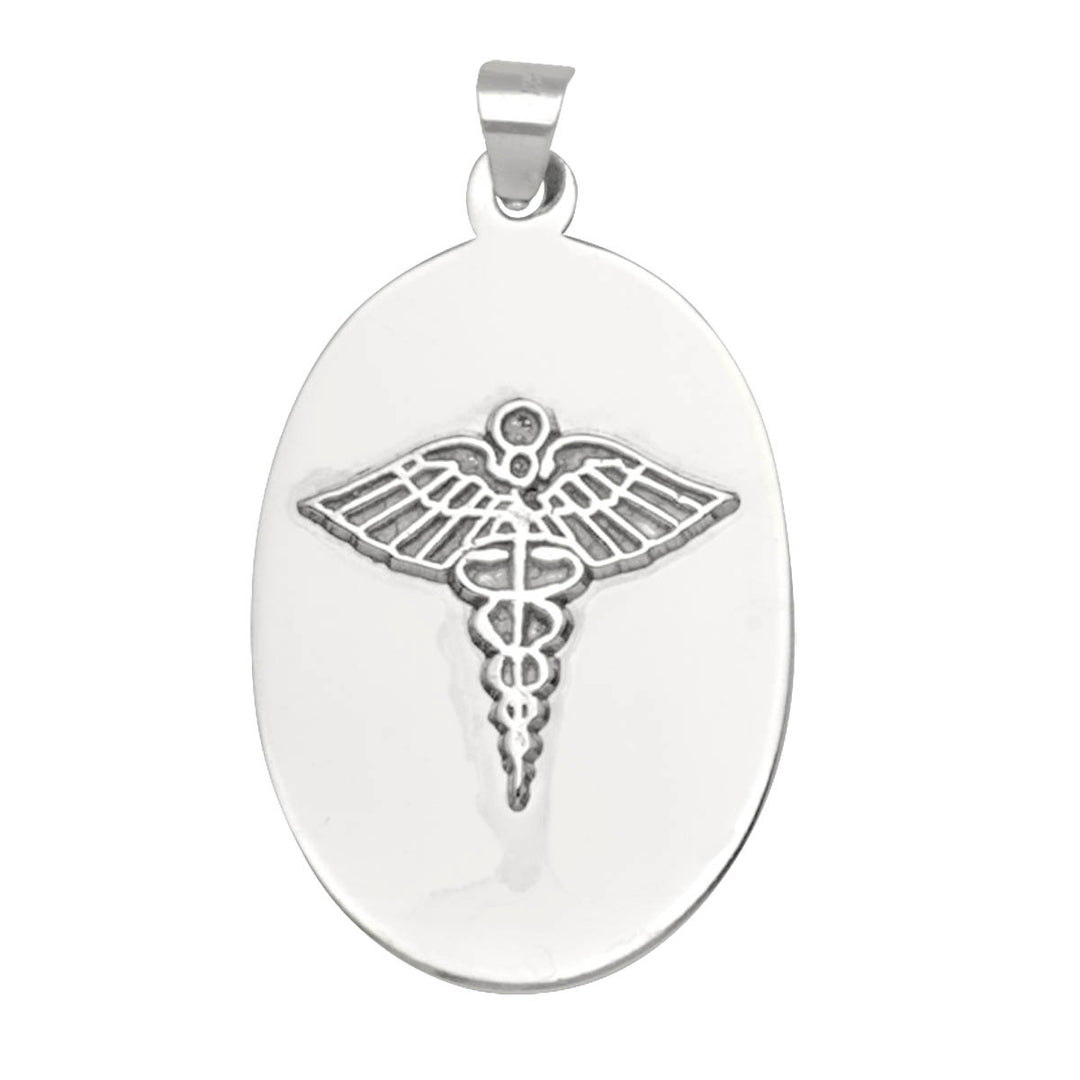White Gold Medical ID Pendant — front view
