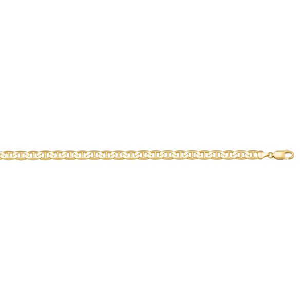 Yellow Gold Flat Anchor Bracelet — 3mm, 7"