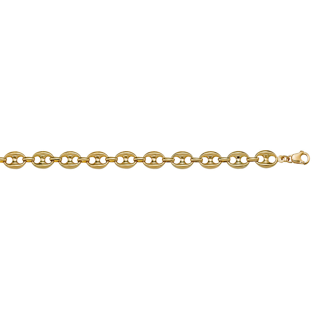 10K / 14K / 18K Yellow Gold Anchor Puffed Necklace 5mm - Hollow - an icon of beauty