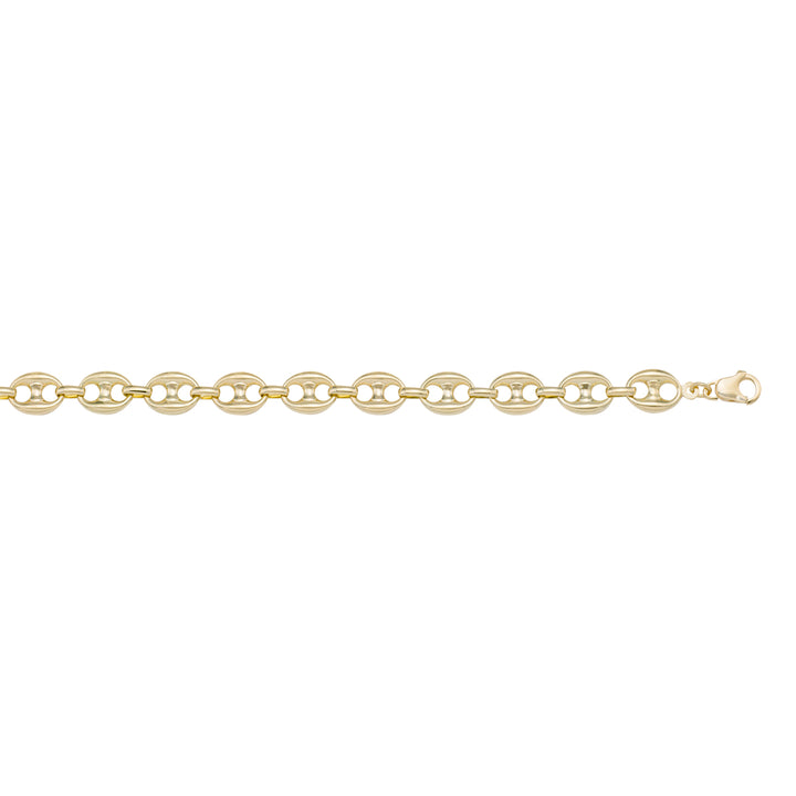 Yellow Gold Puffed Anchor Bracelet — 5mm, 7.5"
