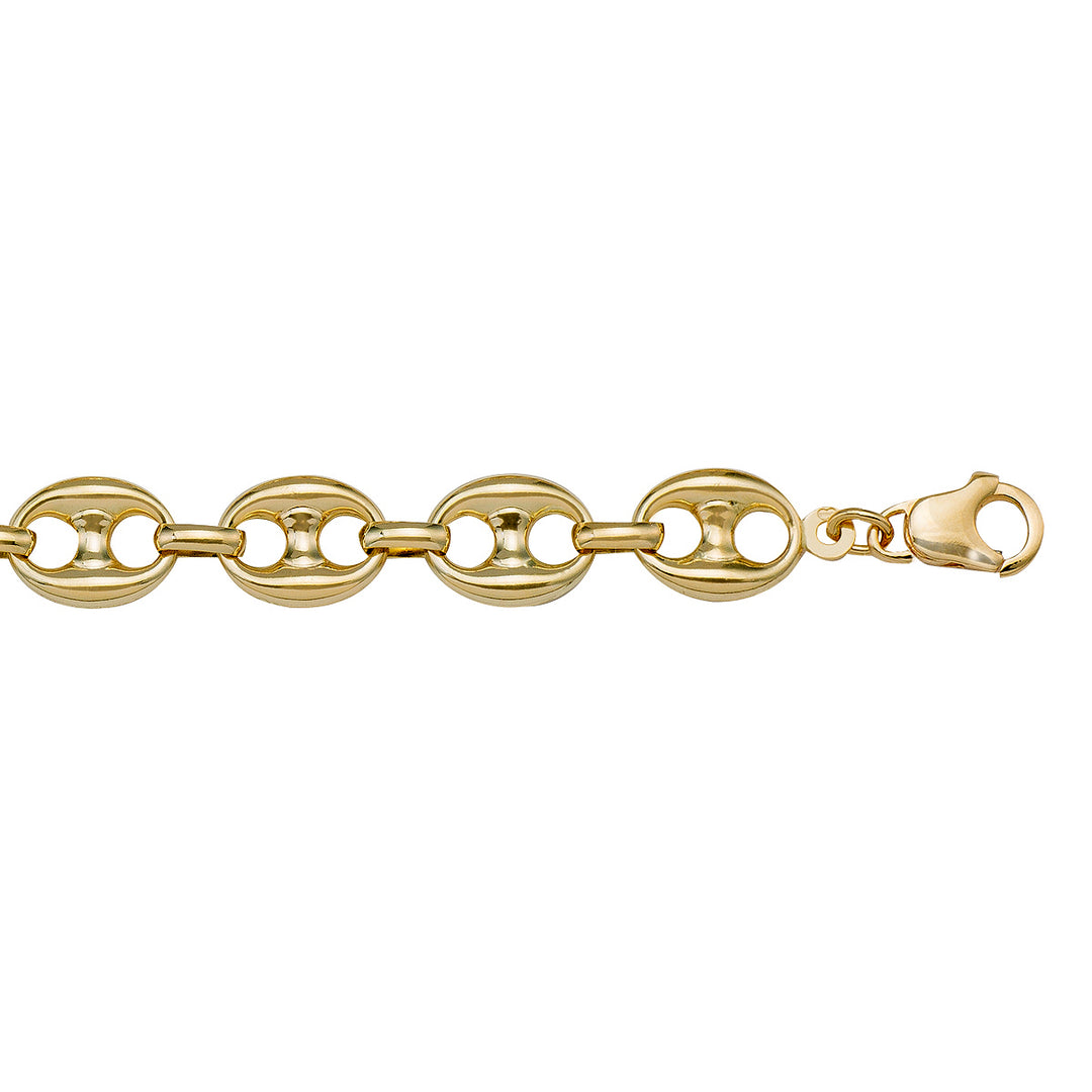 10K / 14K / 18K Yellow Gold Puffed Anchor Necklace 11mm - Hollow - designed for distinction