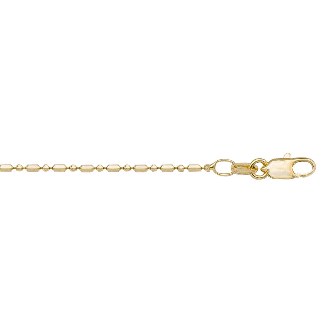 14K Yellow Gold Station Bead Necklace 1.2mm - a shimmering statement