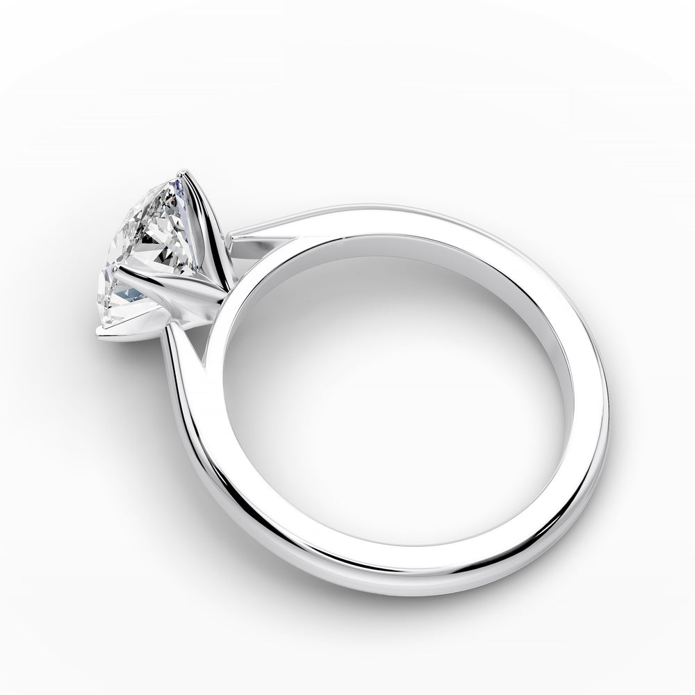 Oval diamond cathedral solitaire engagement ring shown on a classic polished band
