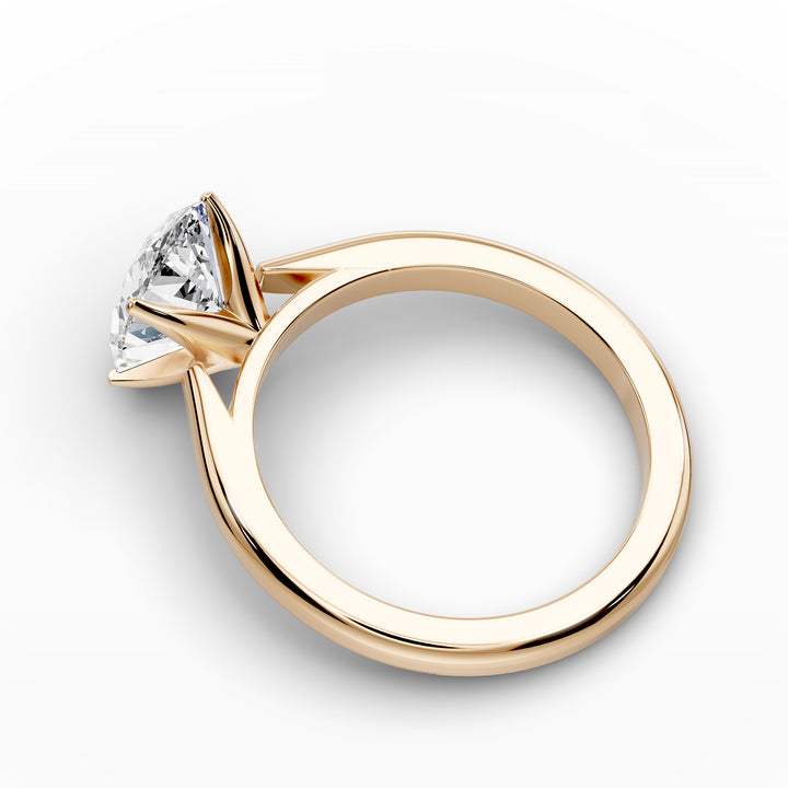 Oval diamond cathedral solitaire engagement ring shown on a classic polished band
