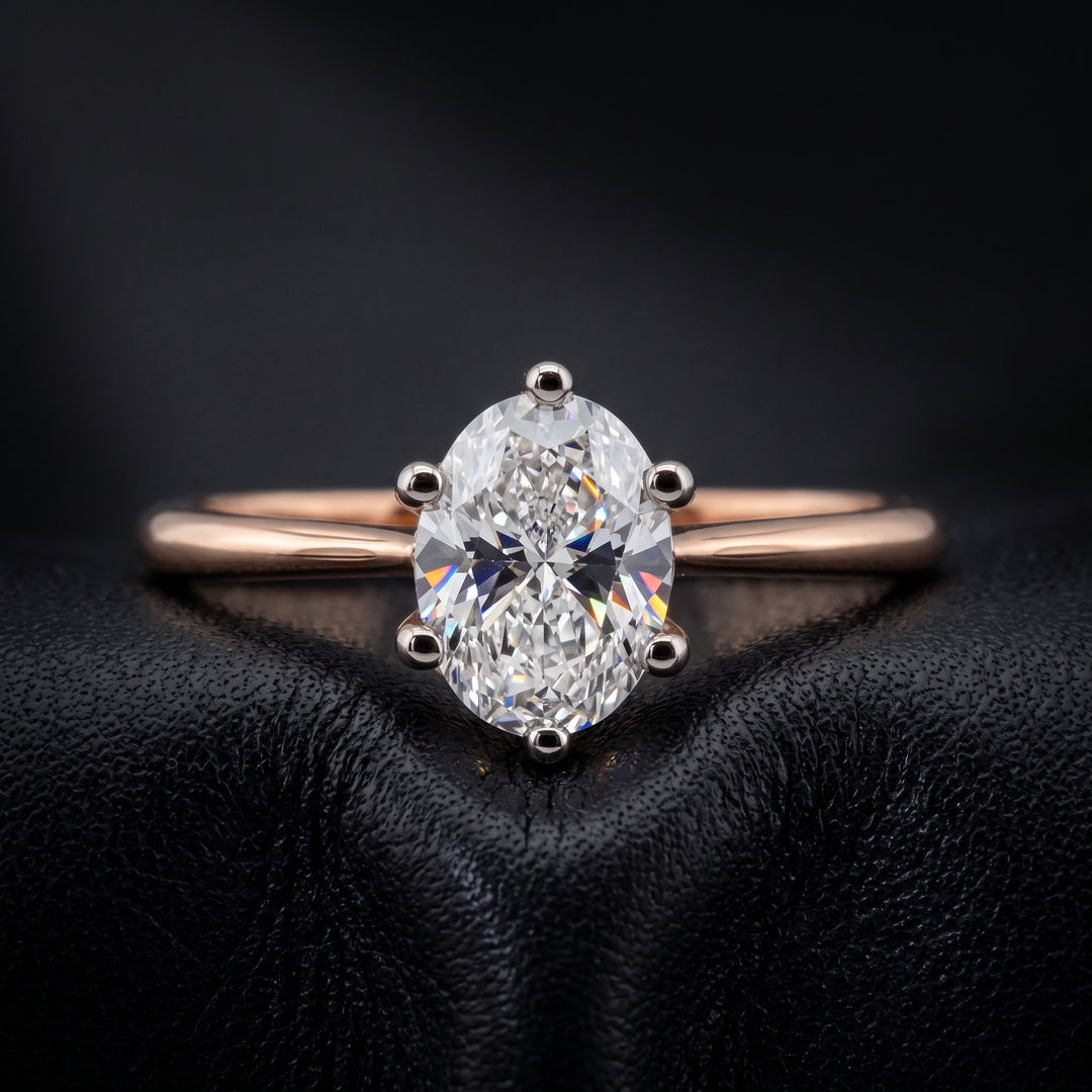 10K Gold Oval Solitaire Lab Diamond Ring