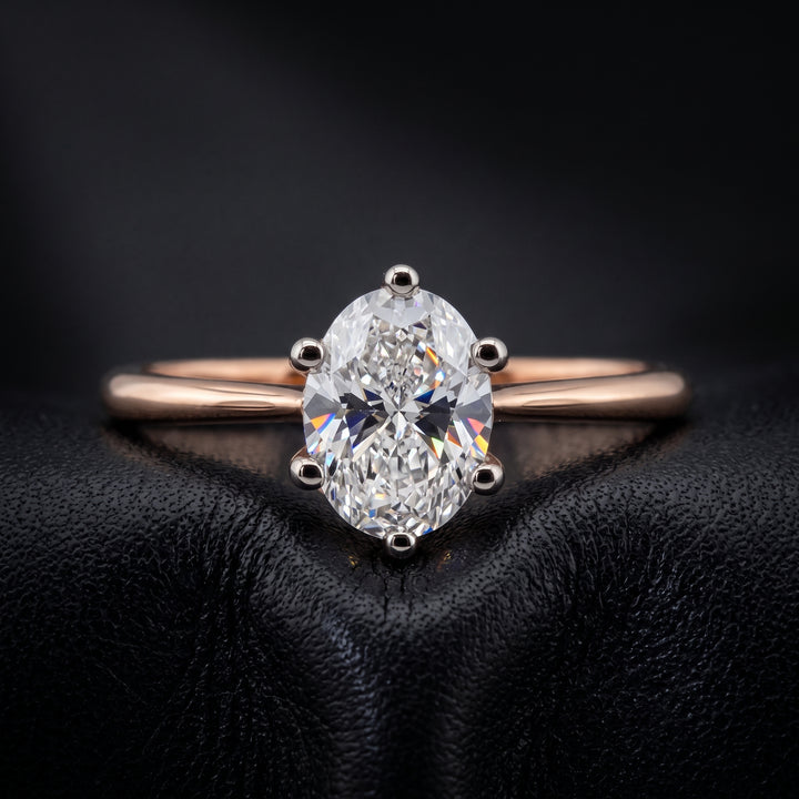 10K Gold Oval Solitaire Lab Diamond Ring