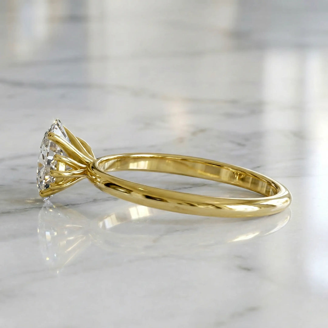 1.20 CT Oval Moissanite Engagement Ring, Side Stones, 14K yellow Gold