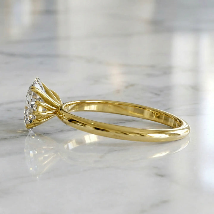 1.20 CT Oval Moissanite Engagement Ring, Side Stones, 14K yellow Gold