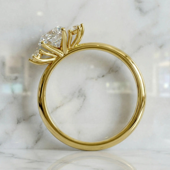 1.20 CT Oval Moissanite Engagement Ring, Side Stones, 14K yellow Gold