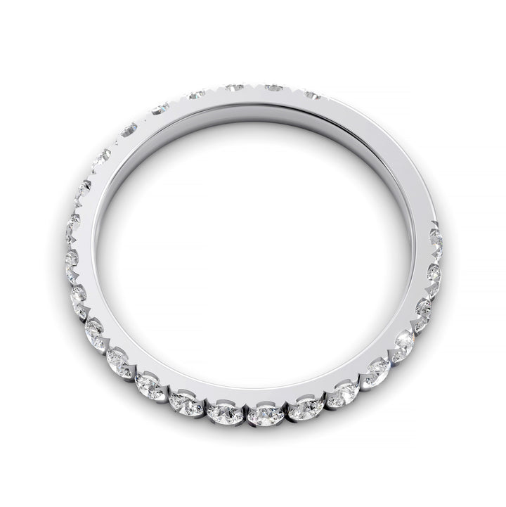 Three-quarter eternity pavé band with round diamonds on polished gold ring