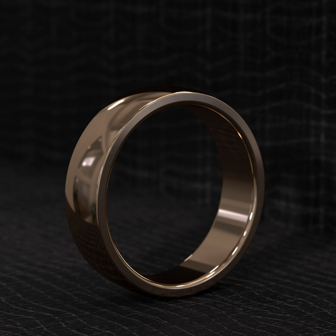 polished half round men’s wedding band with smooth curved design