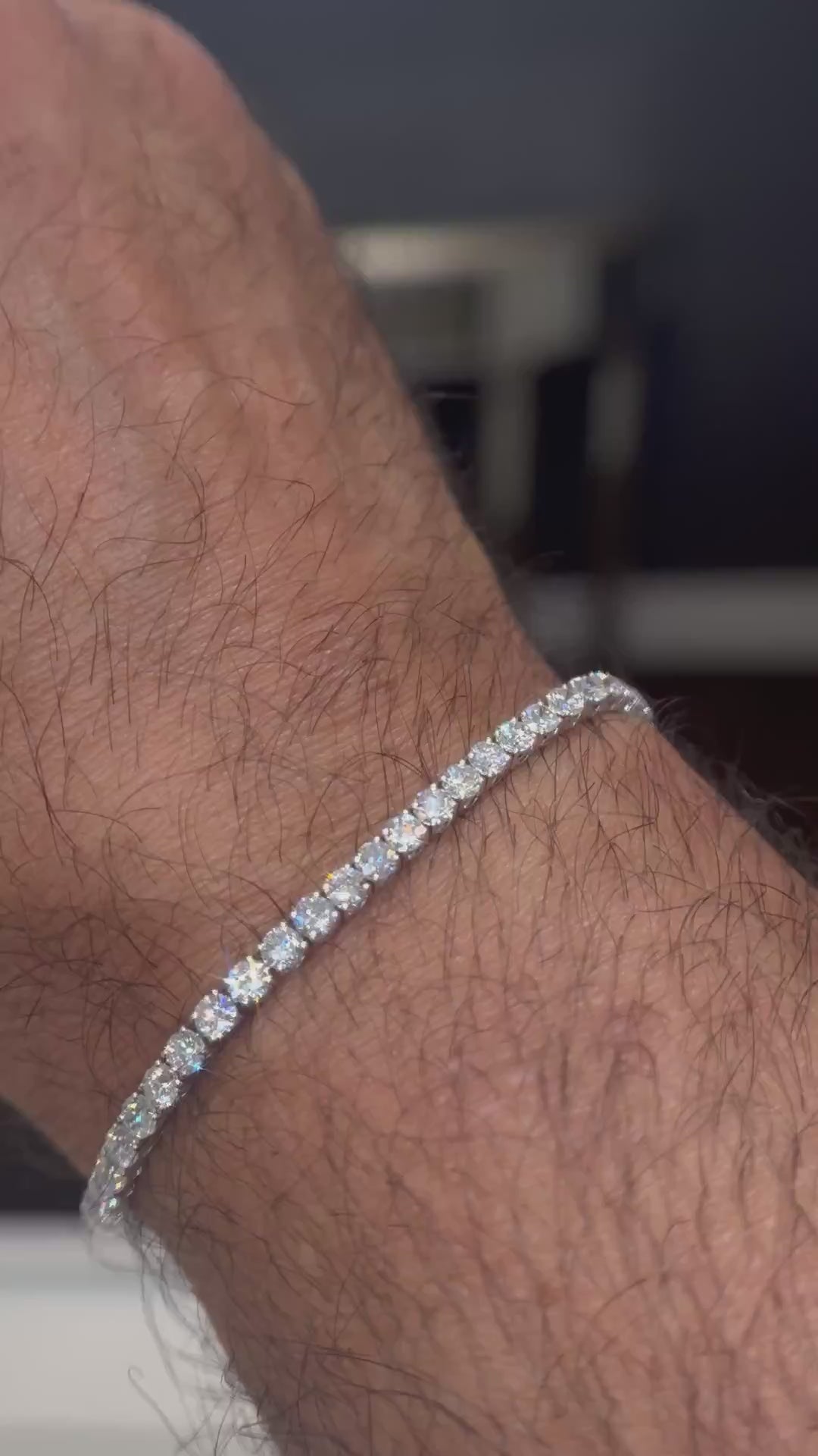 Video of the 6.00 carat tennis bracelet on a man’s wrist