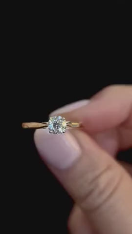 0.56 Ct Round Natural Diamond Solitaire Engagement Ring in 14K Yellow Gold — Product video