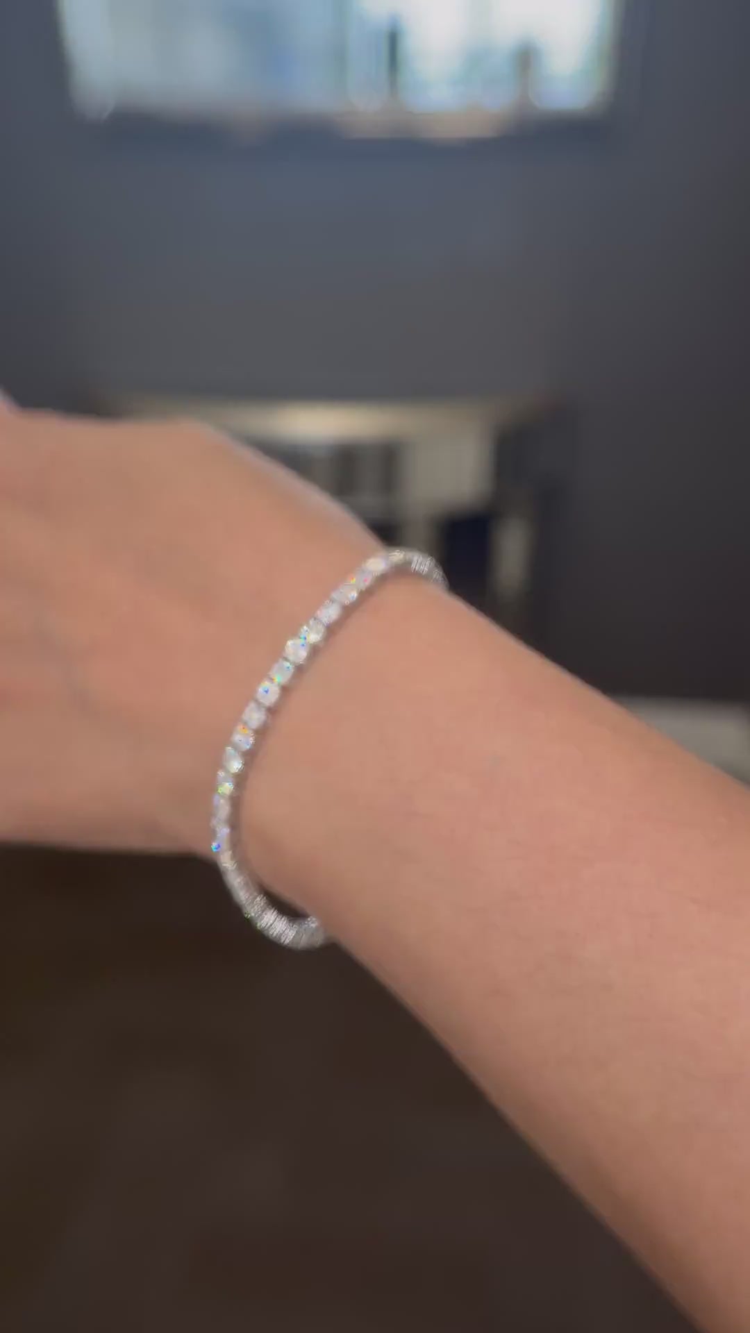 Video of the 8.25 carat tennis bracelet on a man’s wrist