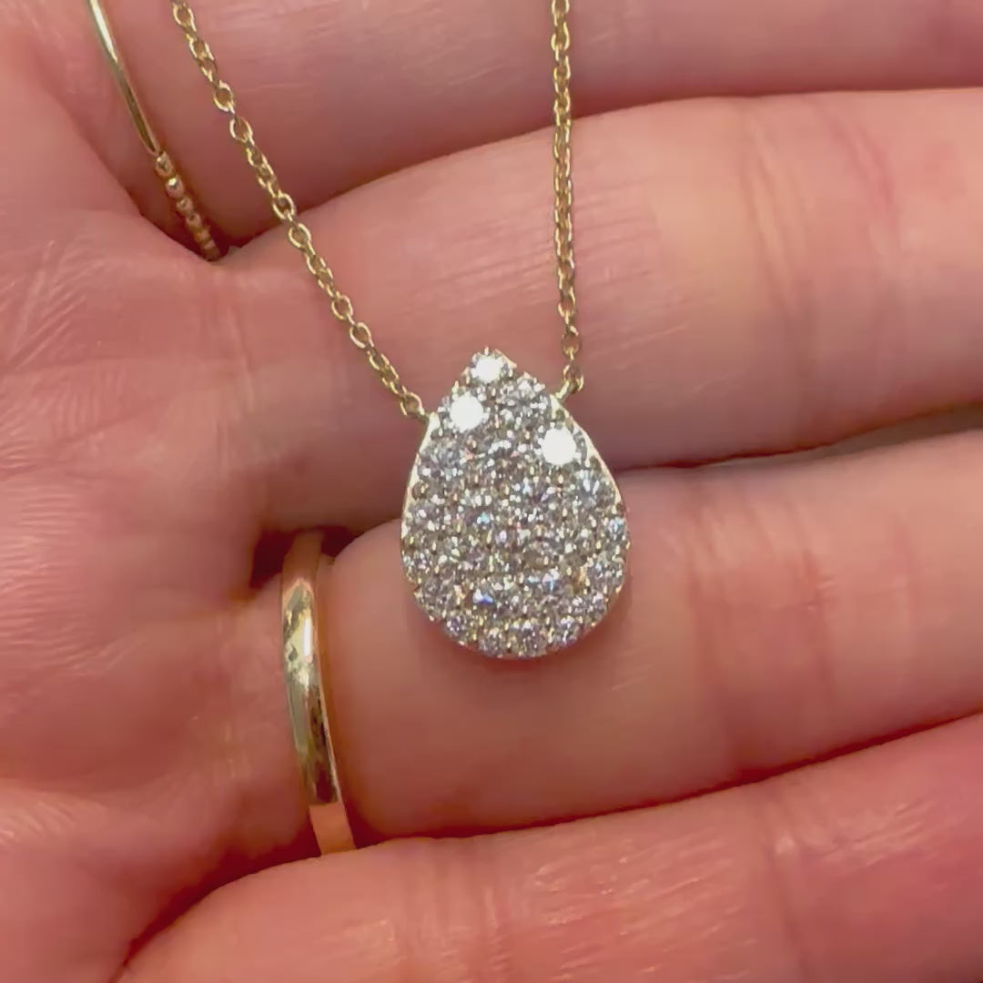 1 carat lab grown diamond necklace with VVS clarity and D-E color on yellow gold chain
