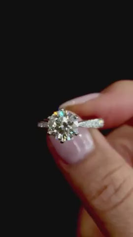 2.50 Ct Round Lab-Grown Diamond Pavé Engagement Ring in 14K White Gold — E/VVS2 IGI Certified — Product video