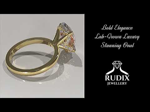 4.5 Carat Oval Lab Grown Diamond with Hidden Halo Engagement Ring