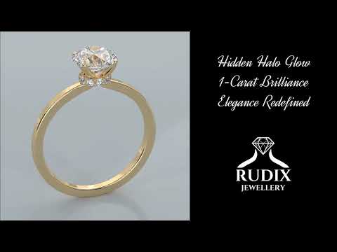 1 Carat Round Lab-Grown Diamond Engagement Ring with Hidden Halo