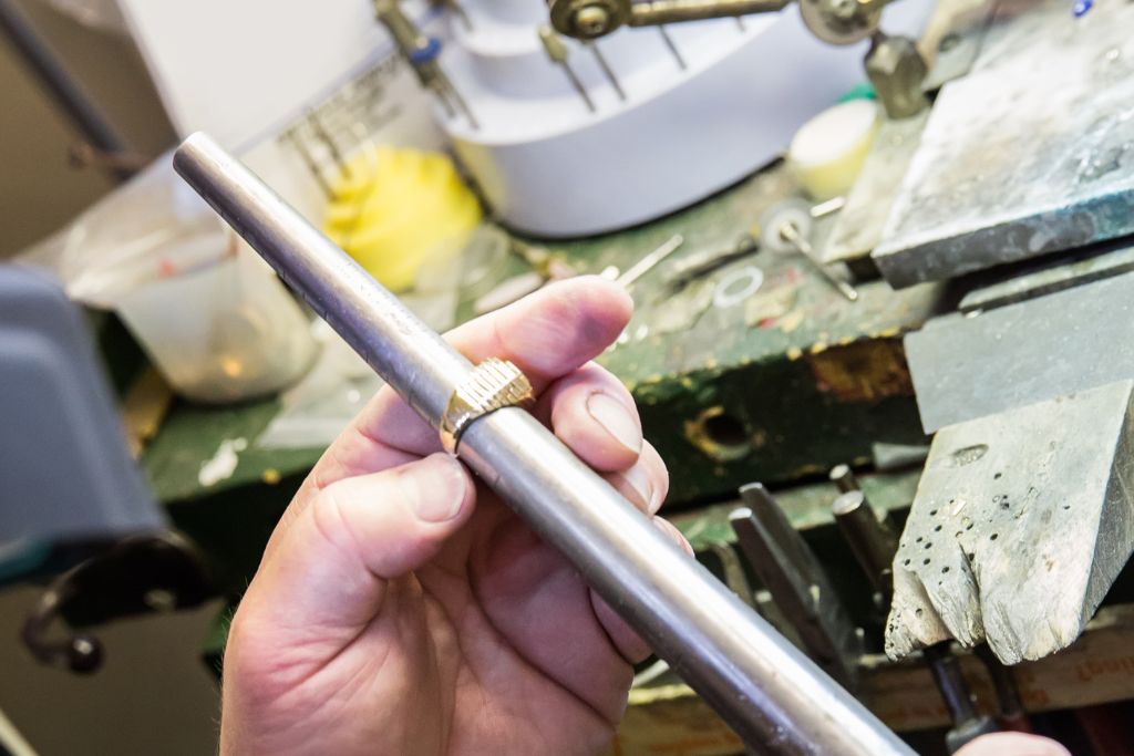 Ring sizing gauge and fine jewellery at Rudix Jewellery showroom in Hamilton