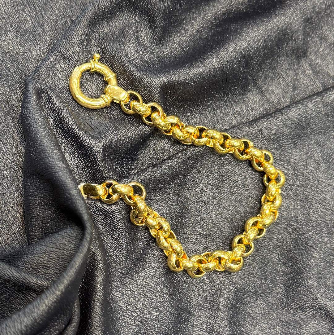 14k/18k Yellow Gold Rolo Bracelet - 7.7 mm Wide - 7.5 inches Long - Women's Jewelry - A Classic Gift for Any Occasion