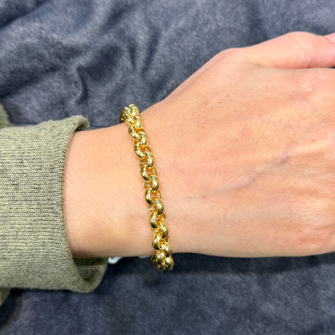 14k/18k Yellow Gold Rolo Bracelet - 7.7 mm Wide - 7.5 inches Long - Women's Jewelry - A Classic Gift for Any Occasion