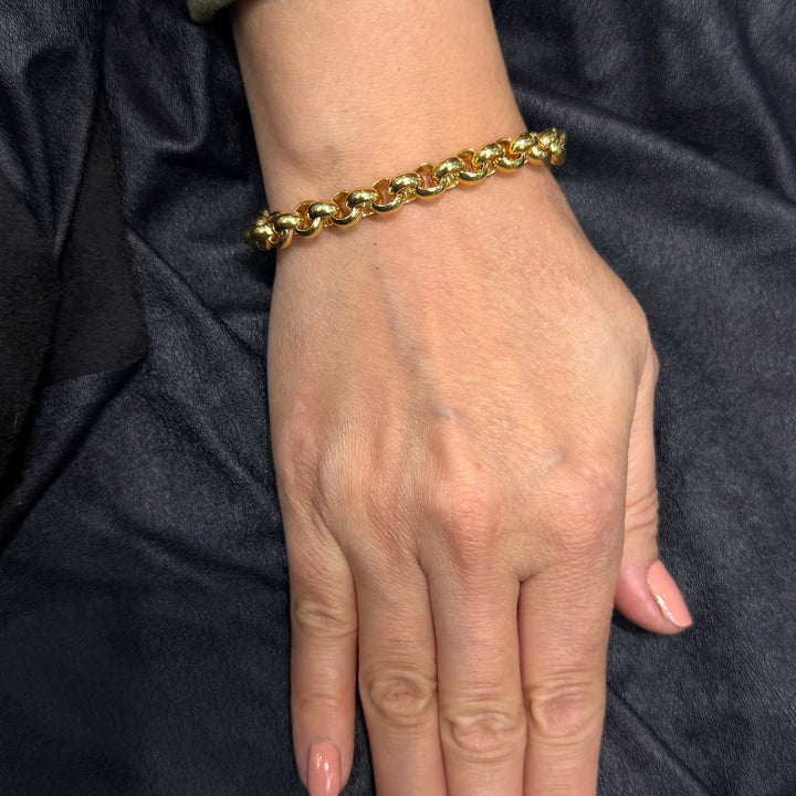 14k/18k Yellow Gold Rolo Bracelet - 7.7 mm Wide - 7.5 inches Long - Women's Jewelry - A Classic Gift for Any Occasion
