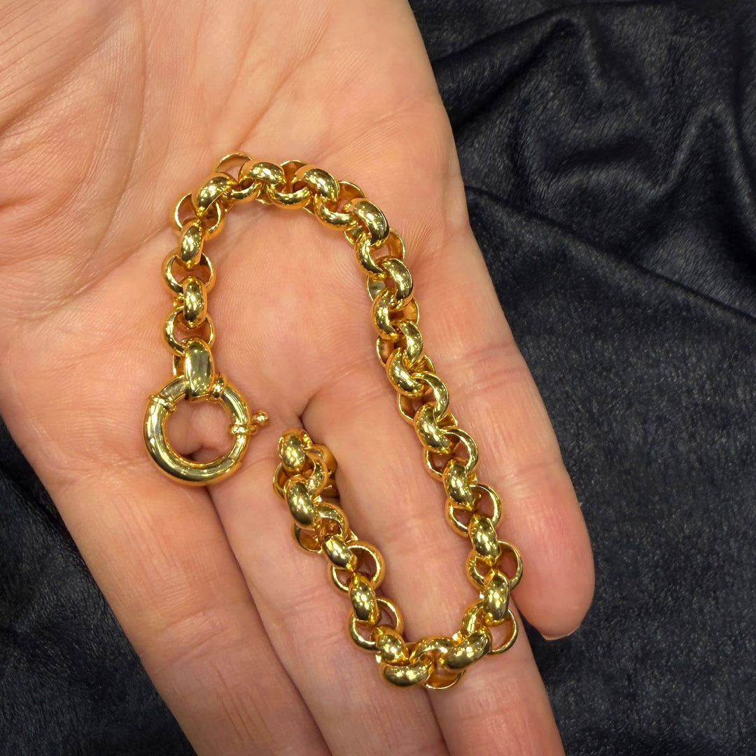 14k/18k Yellow Gold Rolo Bracelet - 7.7 mm Wide - 7.5 inches Long - Women's Jewelry - A Classic Gift for Any Occasion