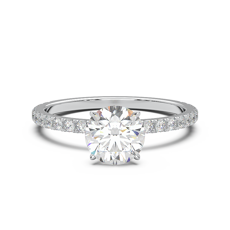 0.8 Carat Round Lab Grown Diamond Pave Engagement Ring