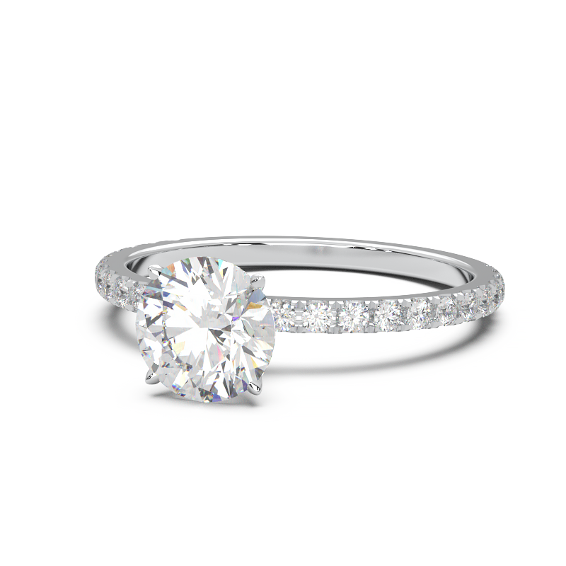 0.8 Carat Round Lab Grown Diamond Pave Engagement Ring