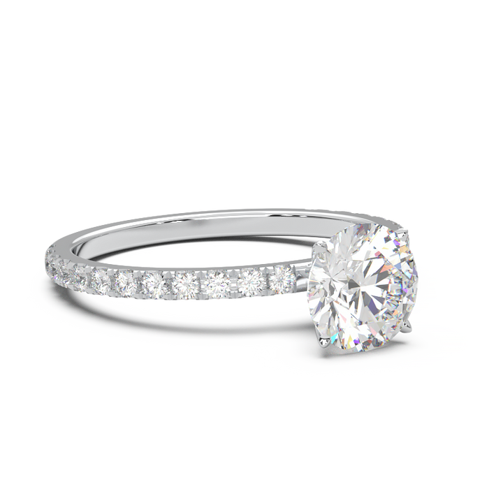 0.8 Carat Round Lab Grown Diamond Pave Engagement Ring