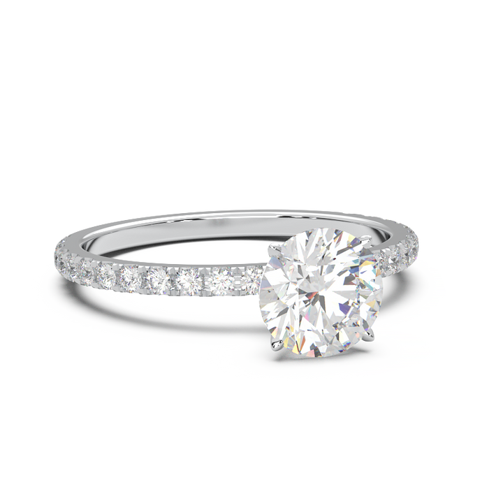 0.8 Carat Round Lab Grown Diamond Pave Engagement Ring