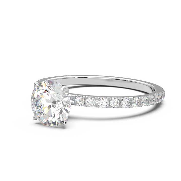 0.8 Carat Round Lab Grown Diamond Pave Engagement Ring