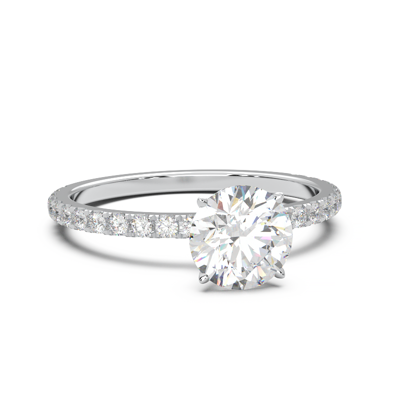 0.8 Carat Round Lab Grown Diamond Pave Engagement Ring