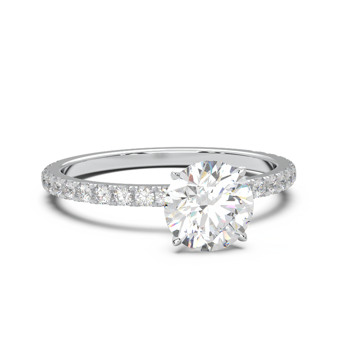 0.8 Carat Round Lab Grown Diamond Pave Engagement Ring