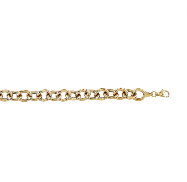 10k Yellow Gold Loop Bracelet - 10.6 mm Wide - 8 inches Long - Women's Jewelry - Inspired by Timeless Fashion Trends