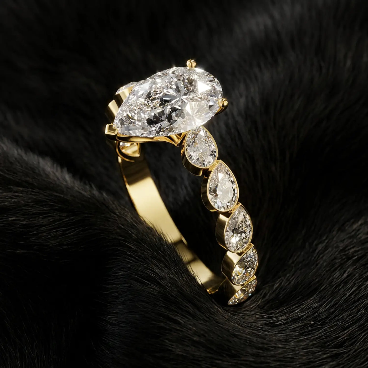Pear Diamond Band Ring