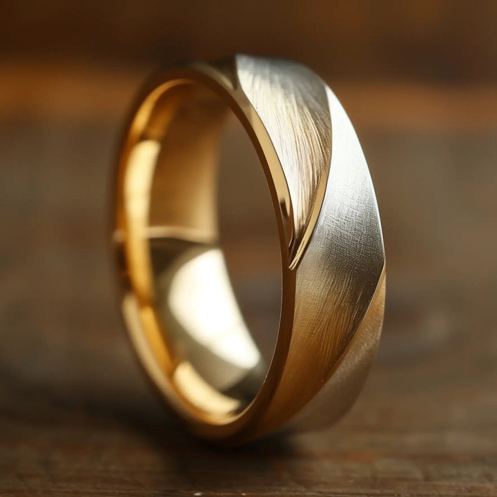 Men’s Swirl Asymmetry Brushed Band – Modern Statement Ring