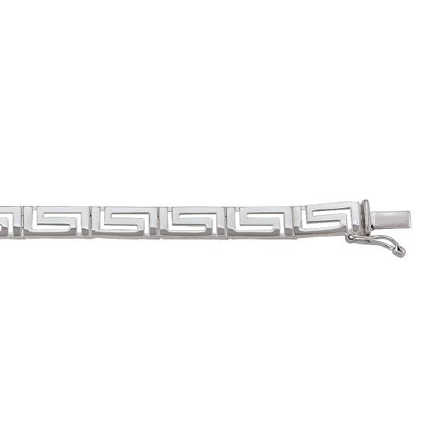 White Gold Greek Key Bracelet - 5.5 mm Wide - 7.5 inches Long