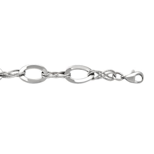 White Gold Fancy Bracelet - 8.7 mm Wide - 7.25 inches Long