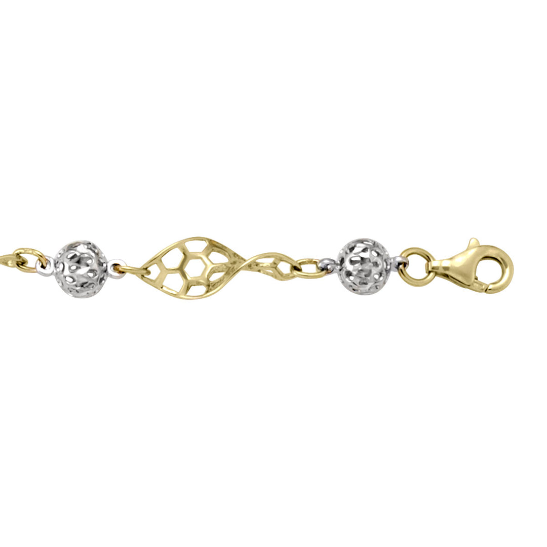 Two-Tone Gold Fancy Bracelet — 7.5mm, 7.5"
