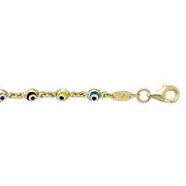 Yellow Gold Evil Eye Bracelet — 3.8mm, 7.25"