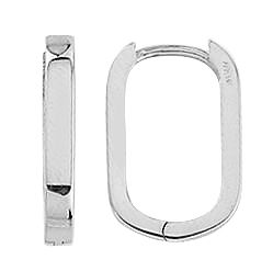 Squared oval white gold hoop earrings with 2.2mm tubing, 10.3mm width, and 15.6mm length.