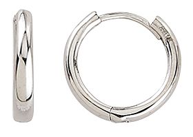 10k white gold classic hoop earrings with a smooth, polished finish and 2.4mm tubing.