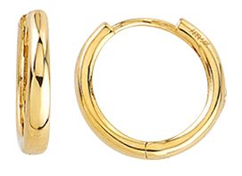 10k yellow gold classic hoop earrings with a smooth, polished design and 2.4mm tubing.