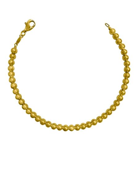 10K yellow gold ball bracelet, 3mm wide, 7.5" length, weighing 5.70g, with a secure lobster clasp.